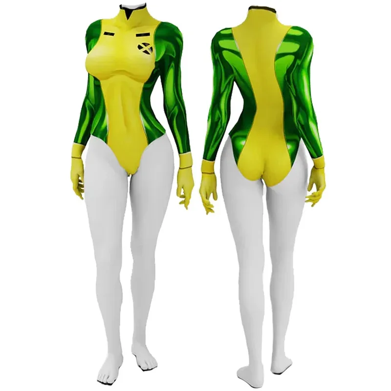 CyX-Men97 Rogue disfraz de Cosplay superhéroe Anna Marie traje de LICRA niñas traje de baño trajes de baño Zentai Bikini disfraz de Halloween