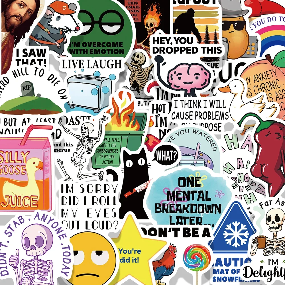 50/100 قطعة ملصقات نصية مثيرة للاهتمام ومضحكة للهاتف DIY بها بنفسك سجل القصاصات لوح التزلج حقيبة الثلاجة الكتابة على الجدران الشارات الجمالية