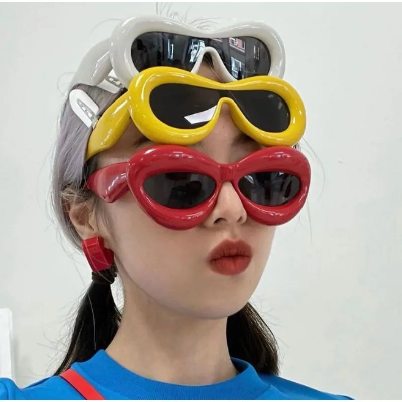 Candy Color Sexy Lip Y2k Cat-Eye-Sonnenbrille für Damen, Luxusmarke, gelb-blau verlaufende Sonnenbrille für Herren, Punk Hip-Hop-Brille