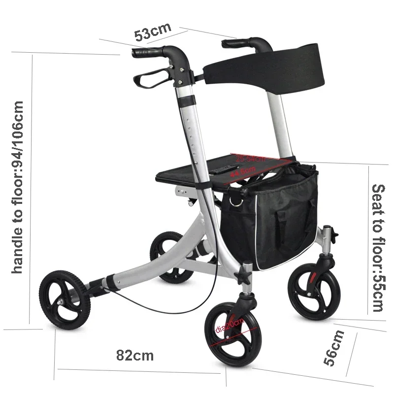 Caminhante leve para idosos e idosos, Caminhantes de 4 rodas, Universal Tas Rollator, Atacado