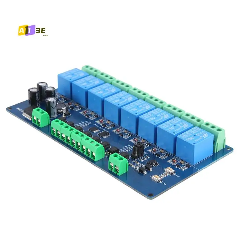 

A13E-Modbus-Rtu 8-канальный релейный модуль Modbus RTU 8 переключающих входов RS485 Связь TTL
