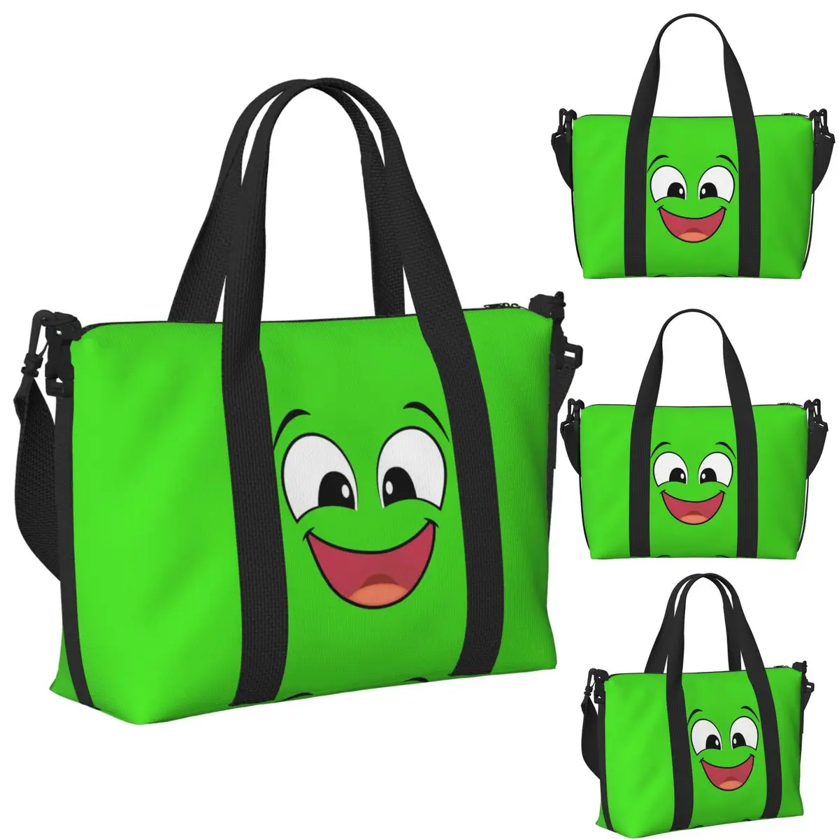 

Face Laughing Smiling Friends Cartoon Green Beach Travel Bag Tote Bags for Gym Yoga Women Shopping Duffle Shoulder Bag