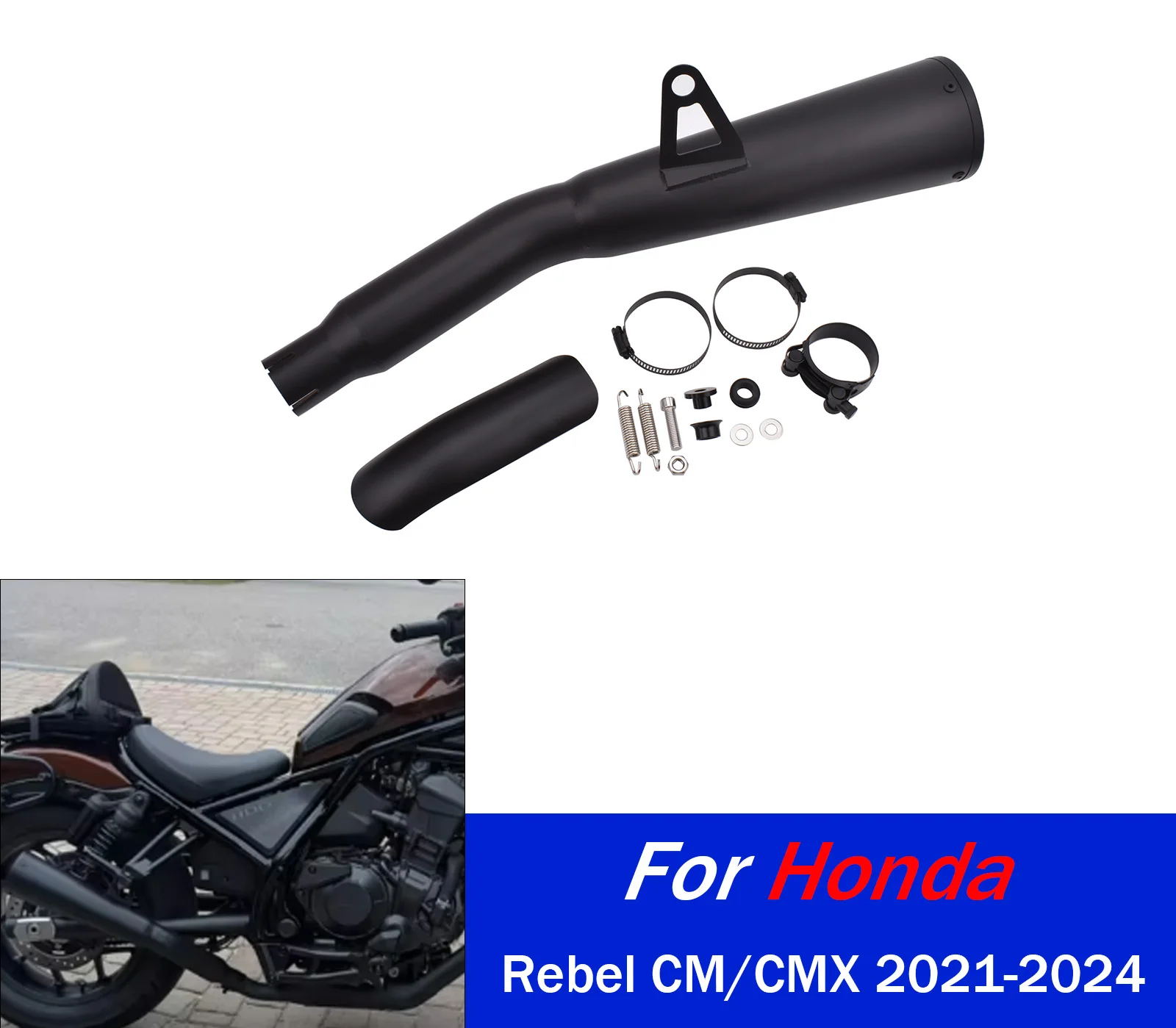 

Выхлопная труба мотоцикла для Honda Rebel CM CMX 1100 2021-2024 CMX1100 CM1100, модернизированная средняя труба, глушитель, аксессуары из нержавеющей стали