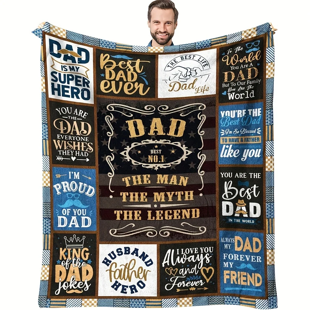 1pc Dad's Ultimate Gift Throw Blanket, 60X50 Inch, Ideal Birthday Gift from Daughter & Son, Soft Fabric, for Sofa Bed