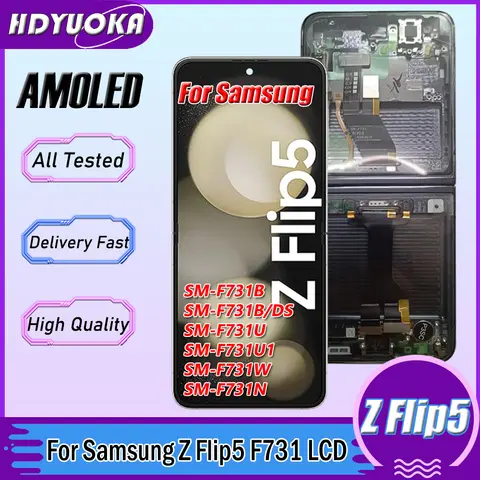 6.7" AMOLED LCD For Samsung Z Flip 5 F731U F731 LCD Display Touch Screen For Samsung Z Flip5 5G LCD F731B Display Replacement