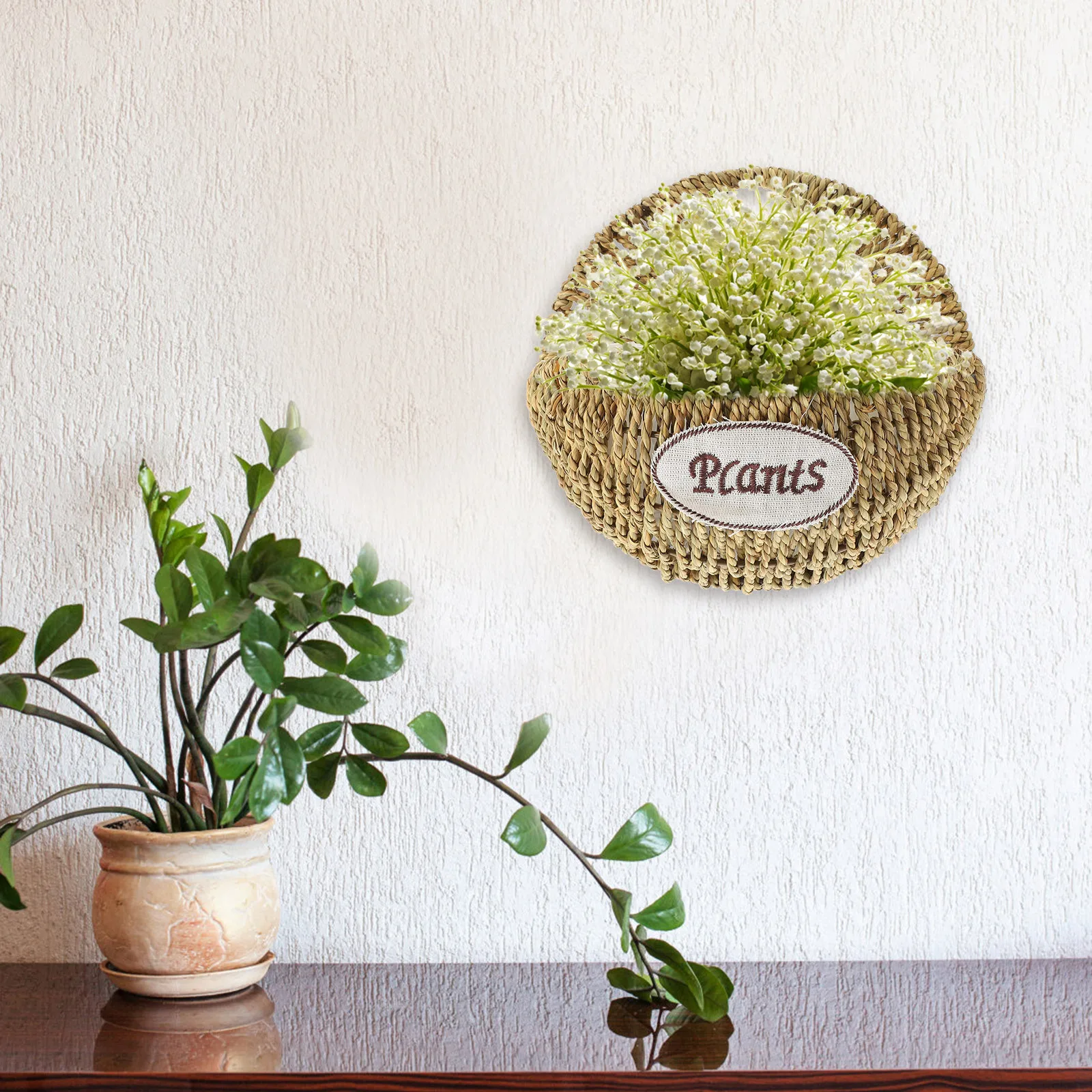 

Имитация ротанга, подвесная цветочная корзина, маленькая тканая кашпо для комнатных и уличных растений, садовый декор, подвесные тканые горшки