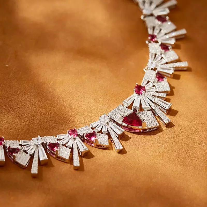 Temperament AAA Zircon Irregular Triangle Short Necklace Choker Earrings Set For Women Wedding Party Evening Dress Jewelry Sets
