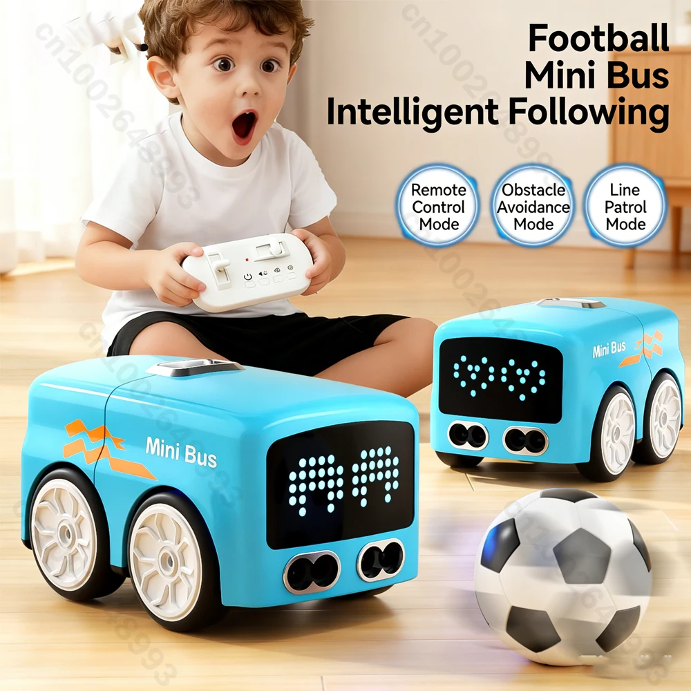 Smart RC Bus Mini Intelligent Remote Control Gesture Sensing Induction Follow Cartoon Car Animation Vehicle Toys Kids Xmas Gift