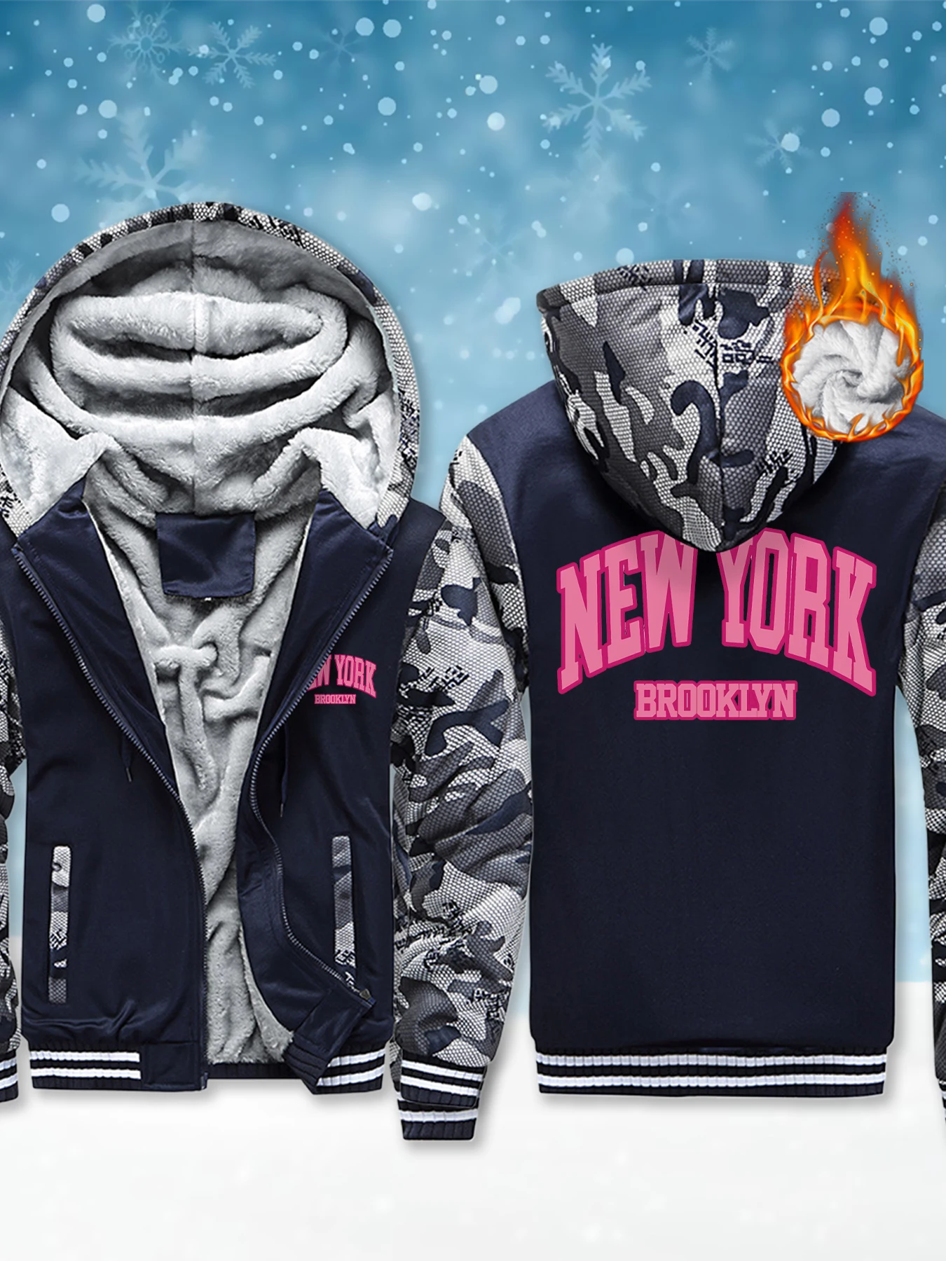 

Мужская толстовка с принтом Нью-Йорк Бруклин, модное толстое пальто, тяжелая мягкая уличная флисовая куртка высокого качества, уличная куртка