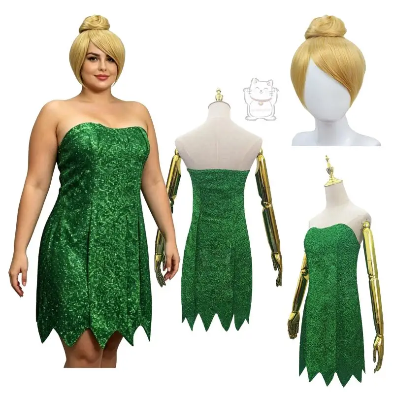 Disfraz de cosplay de Anime Doraemon, conjunto de vestido verde de Pascua, uniforme sexy de tubo pequeño y conjunto de peluca, disfraz femenino para Halloween