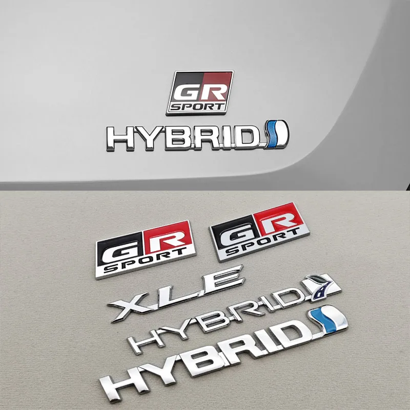 3D Metal Car Sticker Logo GR Sport HYBRID XLE Fender Side Badge Rear Trunk Emblem For Toyota RAV4 Camry Prius Prado Accessories