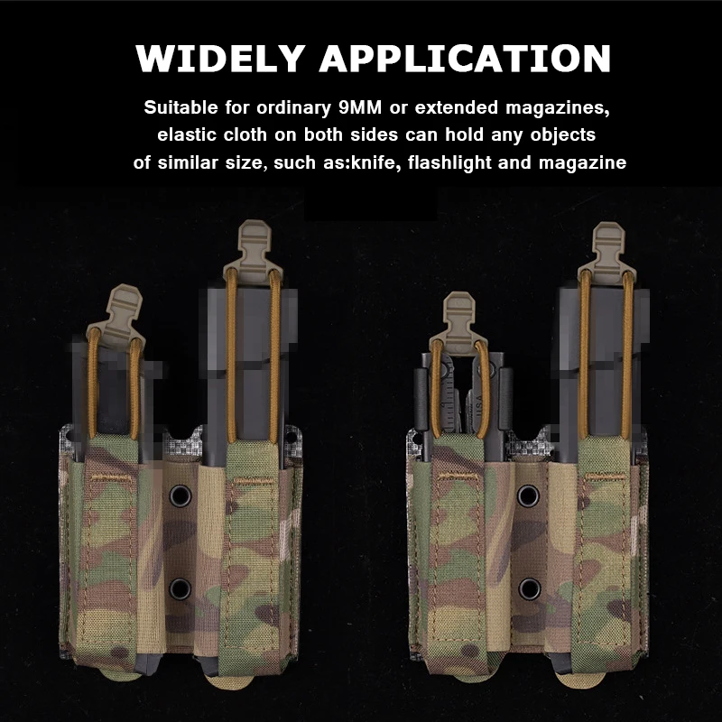 Pistolet Molle Mag woreczek podwójny 9mm stojak na czasopisma taktyczny do 40 kalibrów Glock 1911 Beretta M9 Sig 226/229 akcesoria myśliwskie