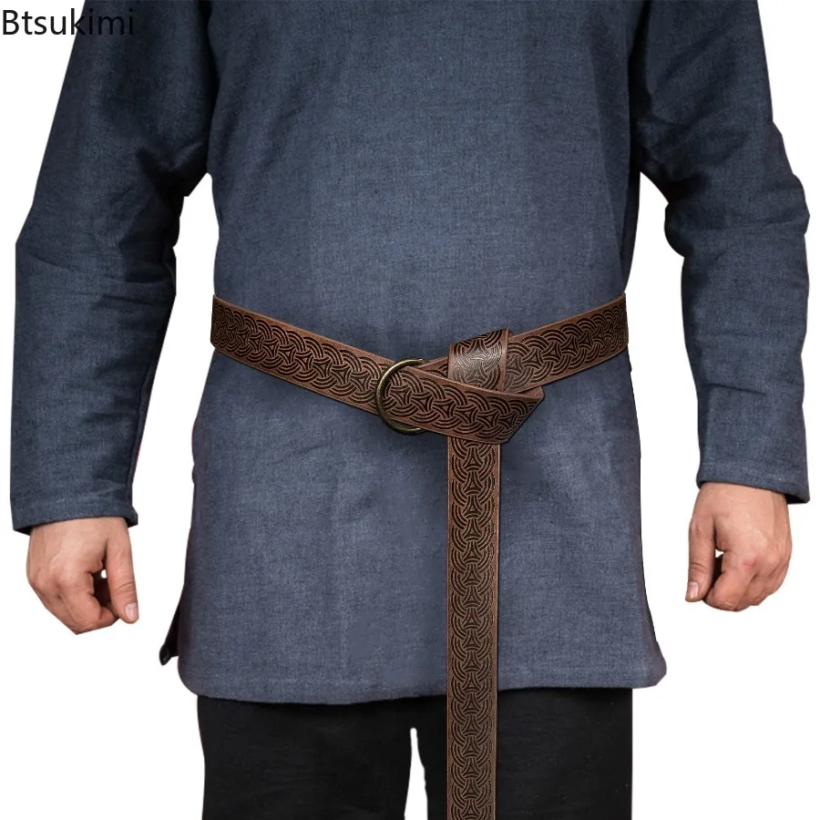 

2026New Fashion Knight Cosplay Medieval Celtic Belt Warriors Knight Embossed Stage Tools Belt Cosplay Clothing Adult Accessories