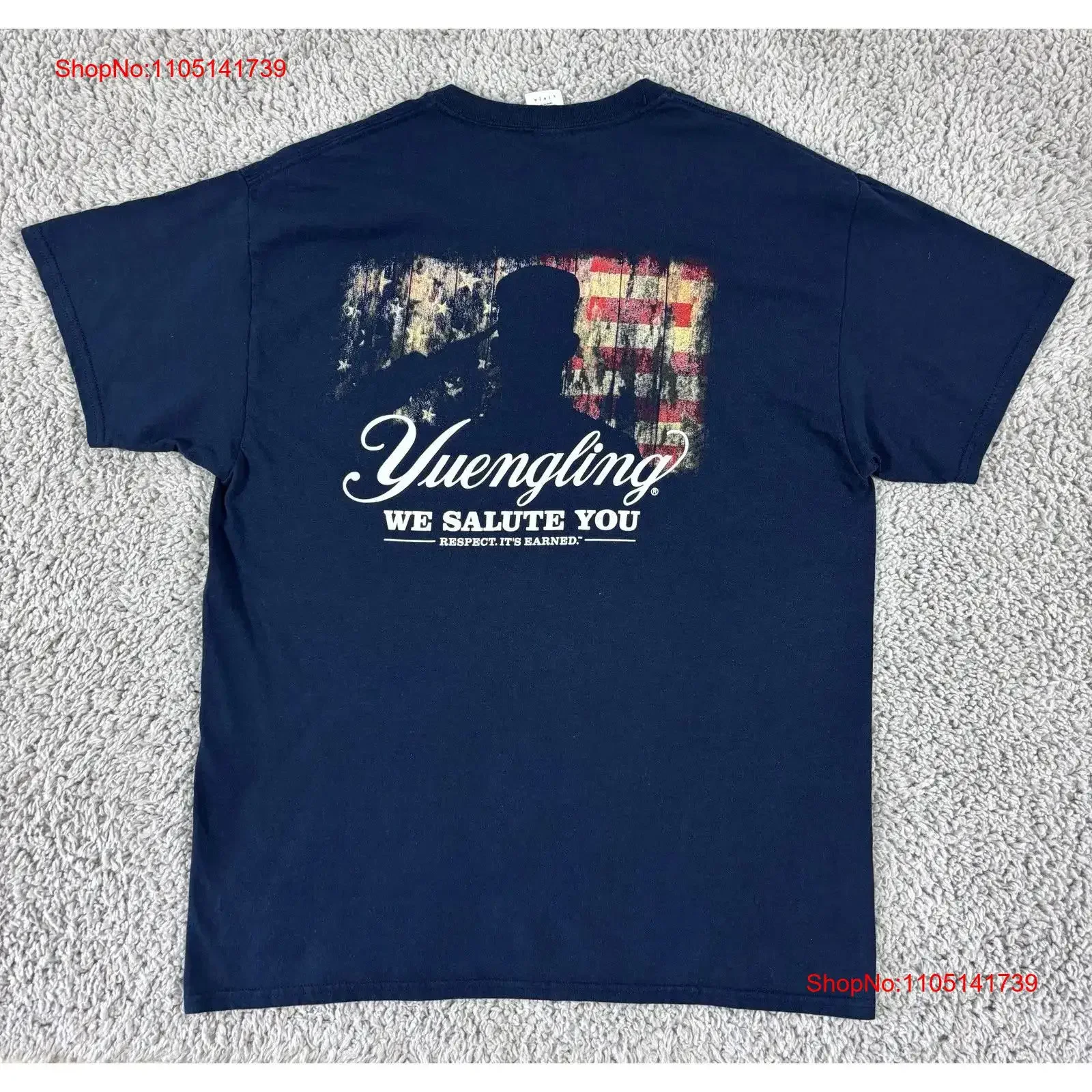 

Yuengling Beer T Shirt Military We Salute You Size Large vintage Washed Breathable fashion streetwear Unisex Stretched Stylish