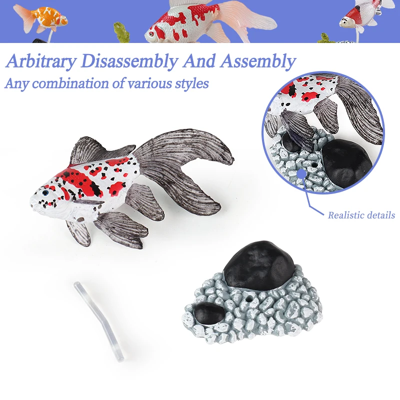 Oenux Ocean Animals Simulation Sea Life Salmon Shark Fish Model Action Figures DIY Miniature Decoration Early Education Kids Toy
