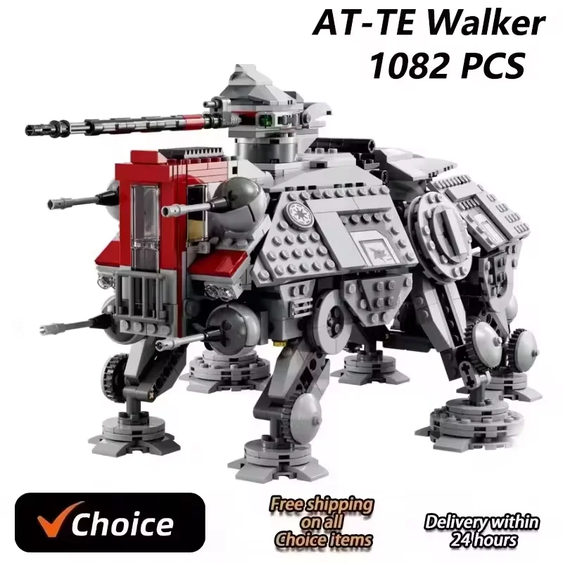 Technical 1082PCS At-TE Walker Terrain Tactical Actuator MOC 75337 Assembly Starfighter Block Model Building Kits Brick Toy Gift