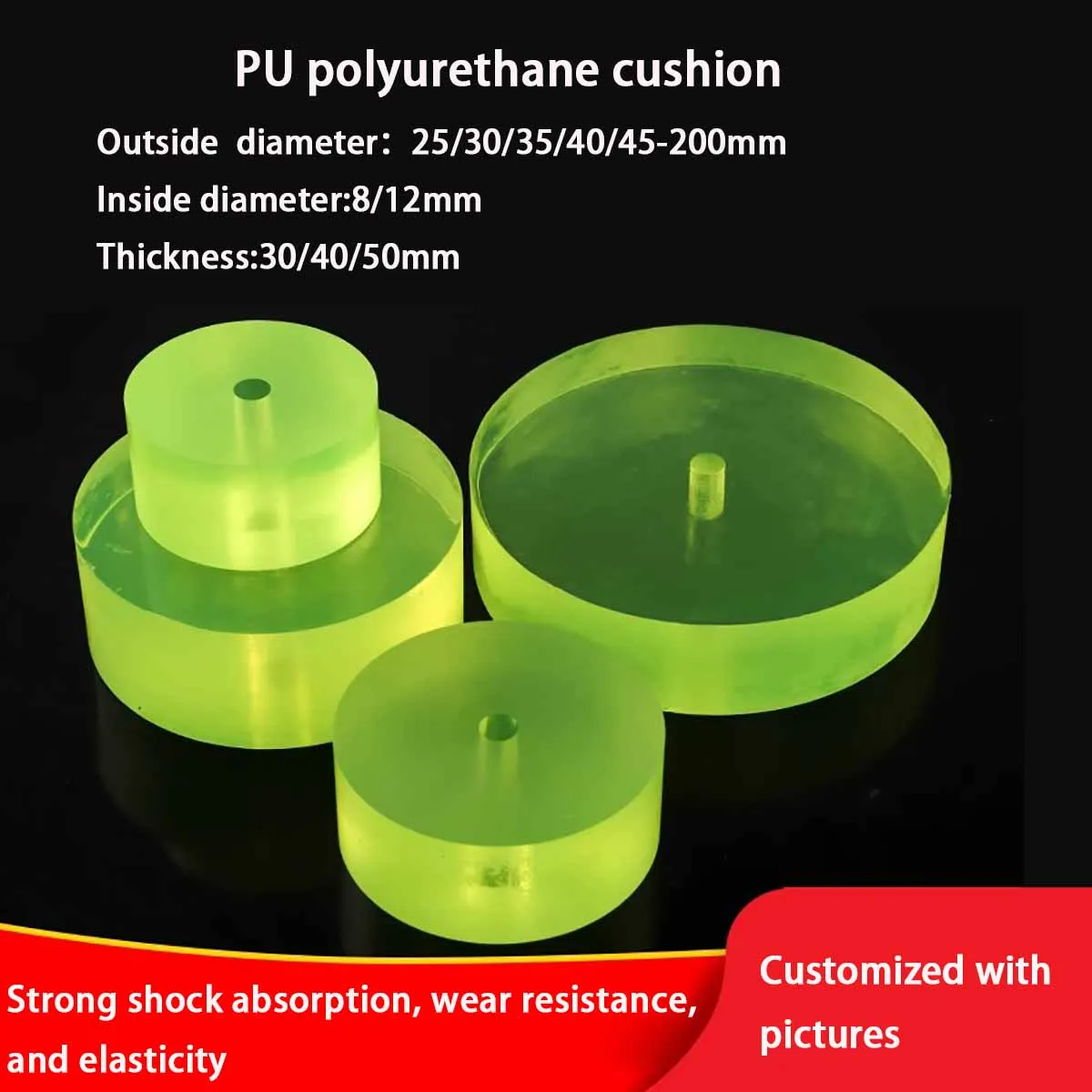 

Thick 30/40/50， Id 8/12mm Polyurethane Pu Buffer Pad, High-Strength Rubber Shock Absorber Pad, Punching Pad Beef Tendon Pad Be