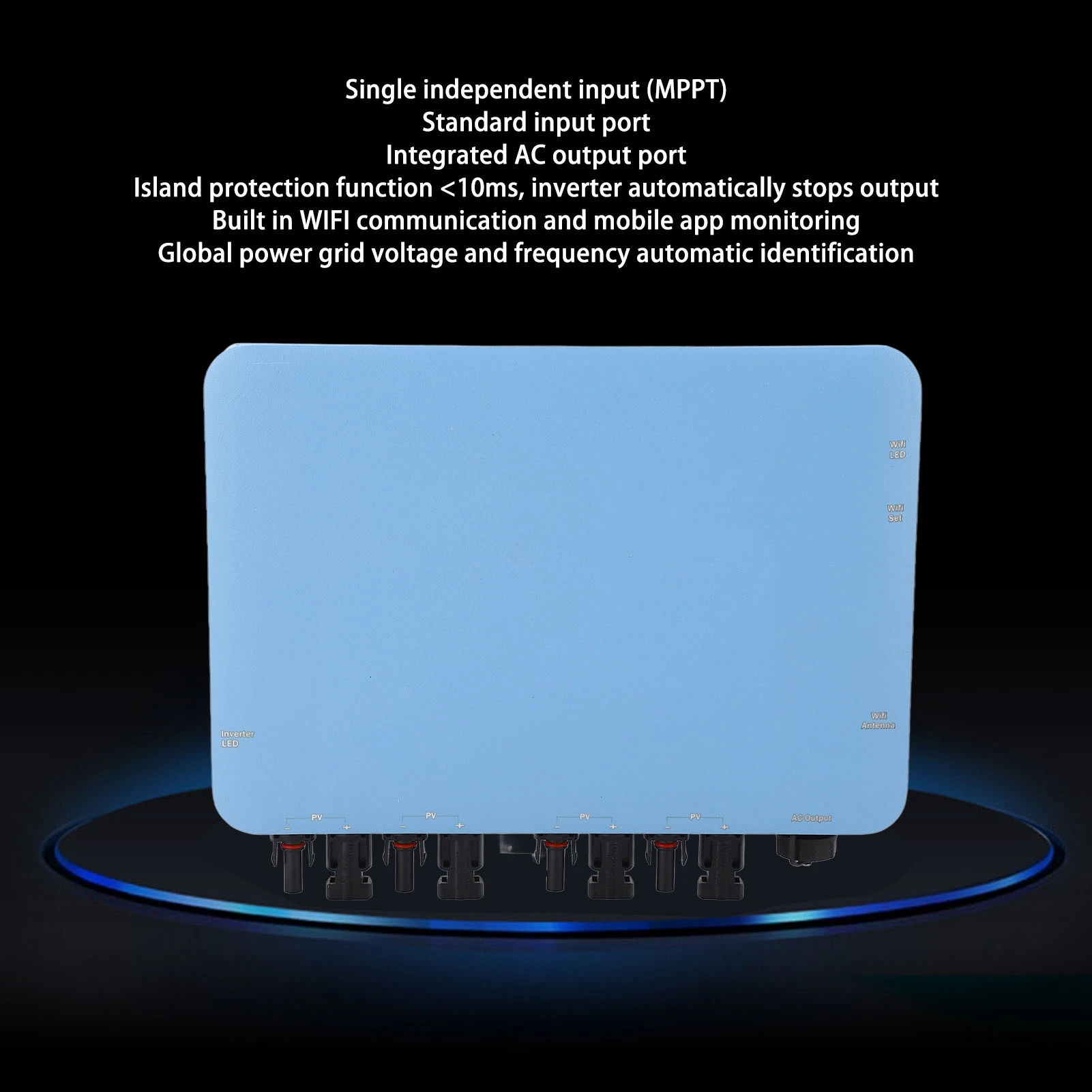 Inversor solar amarrado em rede Inversor de amarração em rede solar Controle WiFi MPPT para AC Inversor solar resistente à água