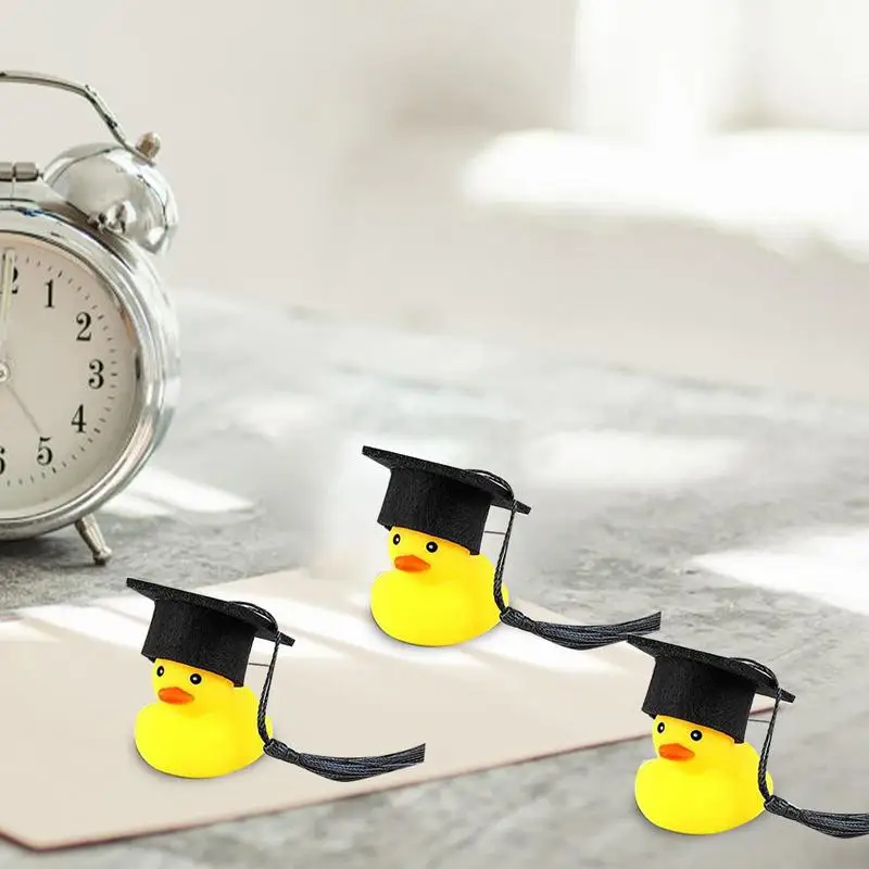 Baby Bath Toy Cute Soft Rubber Mini Graduation Ducks With Black Graduation Hat Home Graduation Theme Birthday Party Gift