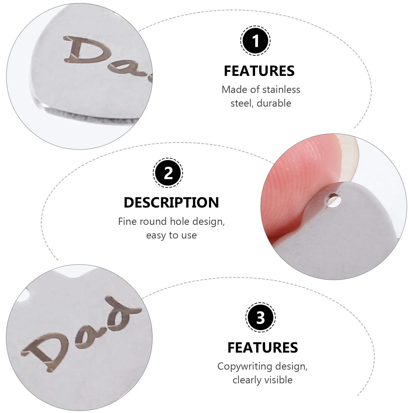 

10 Pcs Stainless Steel Peach Heart Pendant Jewelry Metal Charms DIY Accessories for Making Father Pendants