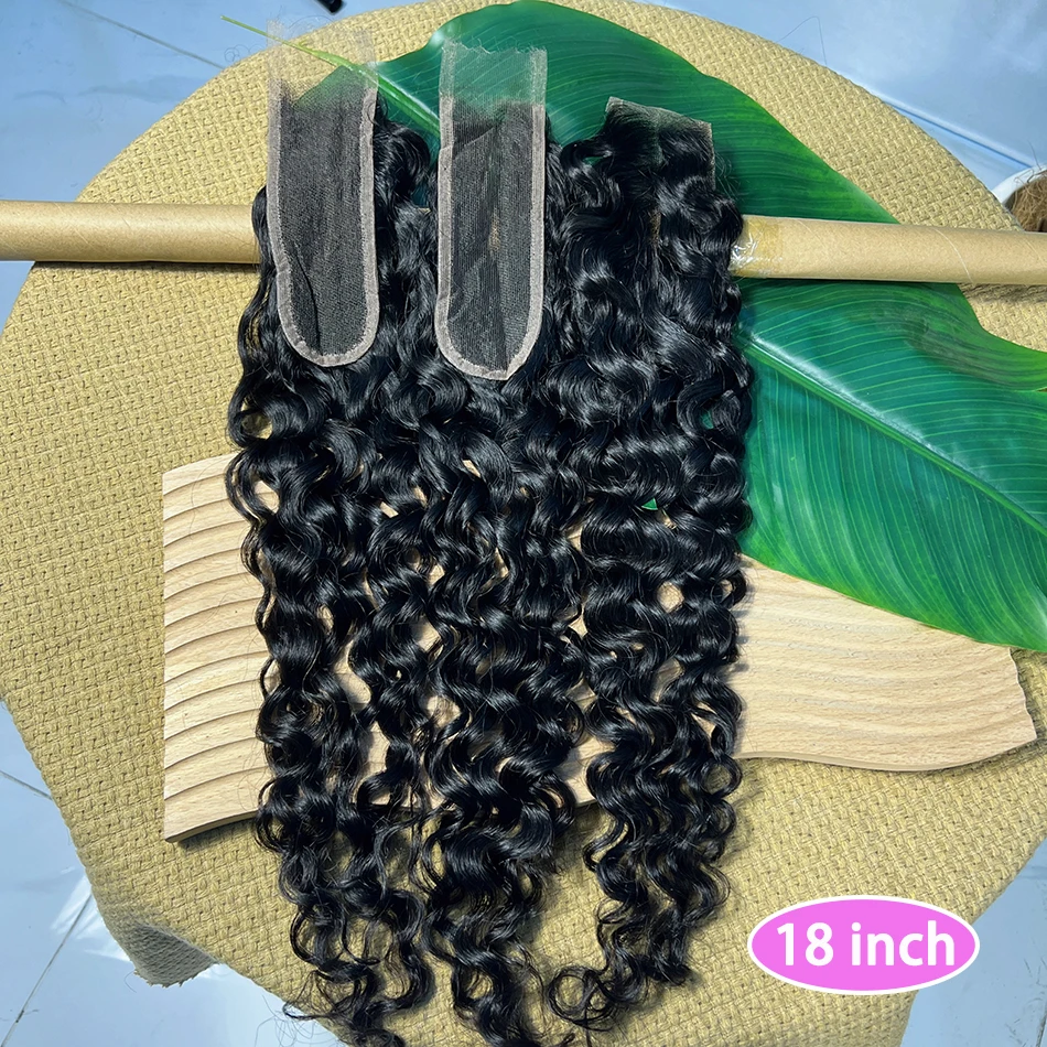 Water Wave 2x6 HD Lace Closure Human Hair Deep Parting Preplucked Bleached Knots Invisible Lace Natural Color Raw Hair For Women