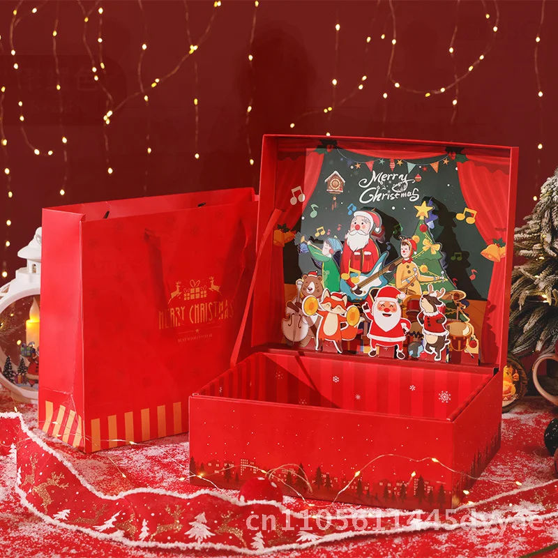 

Новинка 2025 года, 3D флип-рождественская подарочная коробка, креативная трехмерная упаковка для шарфов, перчаток-Рождественская вечеринка, тема зеленого путешествия