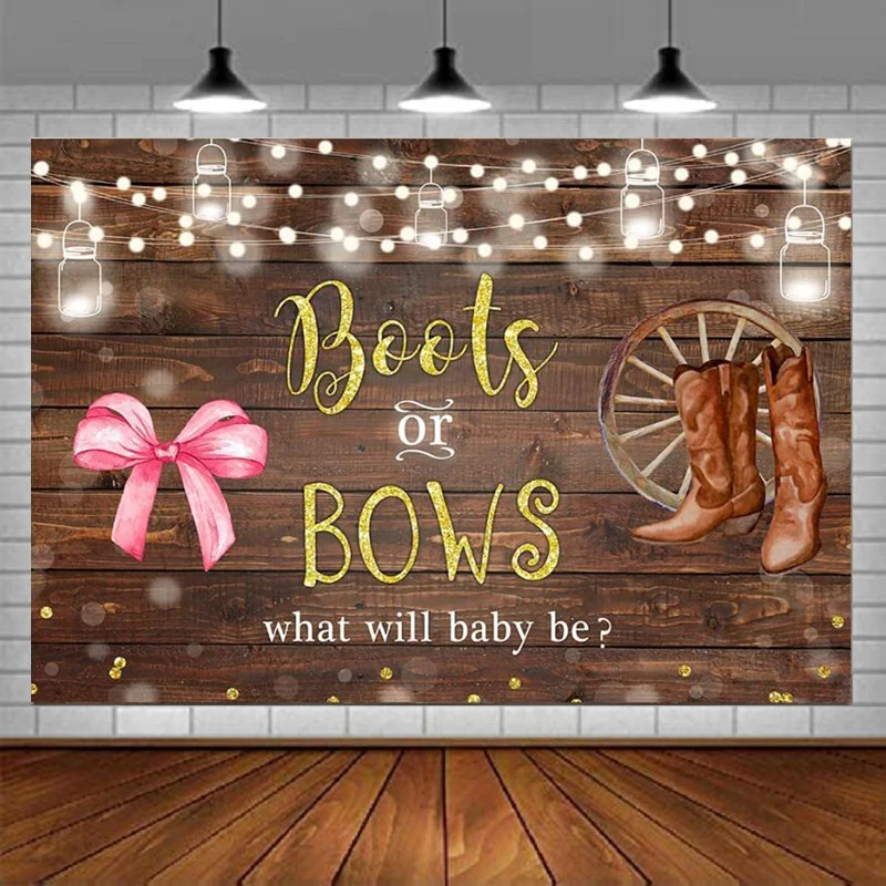 Ботинки или банты пол раскрыть фотографию фон He или She мальчик или девочка розовый или синий детский праздник Фотофон