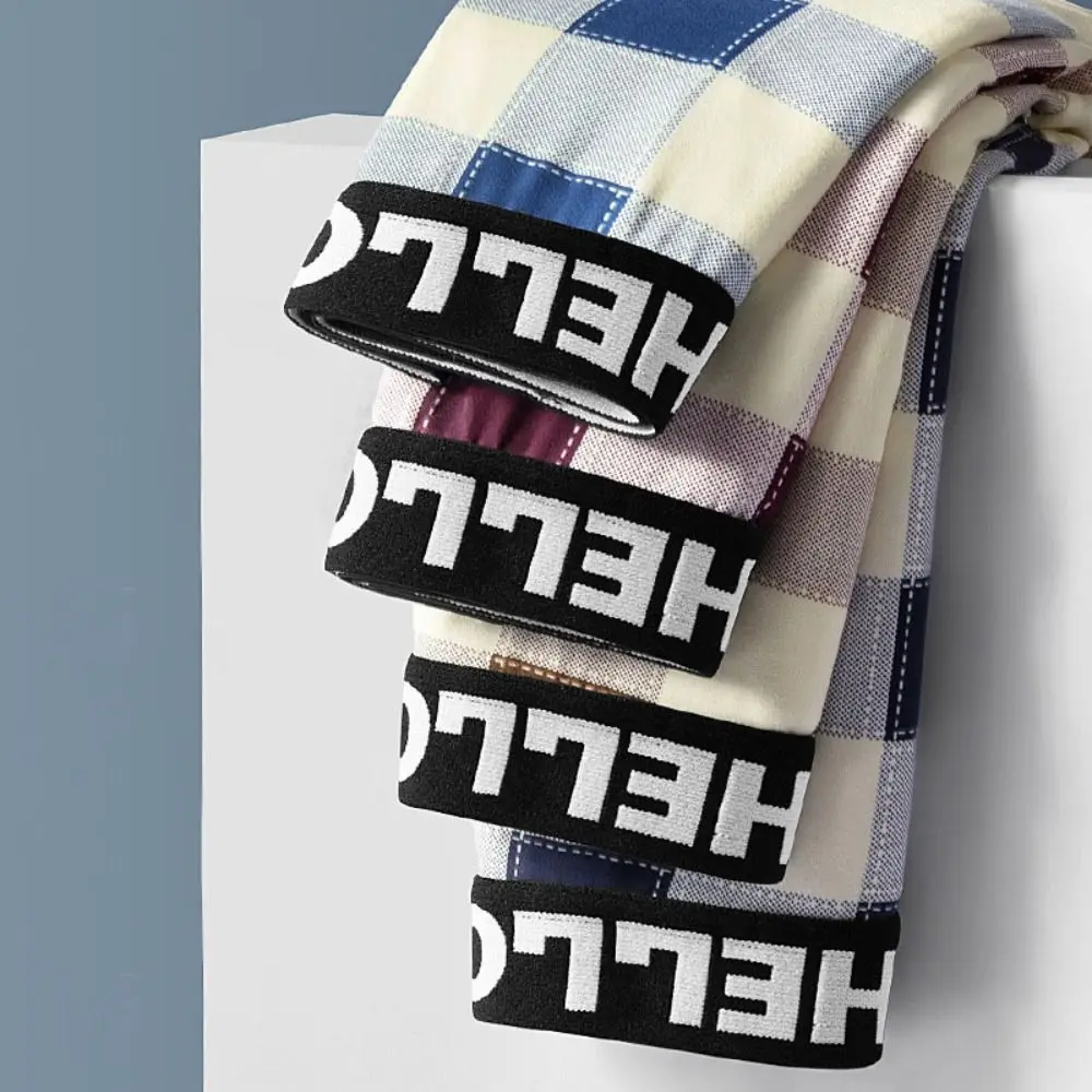 

5 шт., модное полосатое мужское нижнее белье в клетку, шорты-боксеры со средней талией, мужское нижнее белье, эластичные бесшовные трусики, подарки