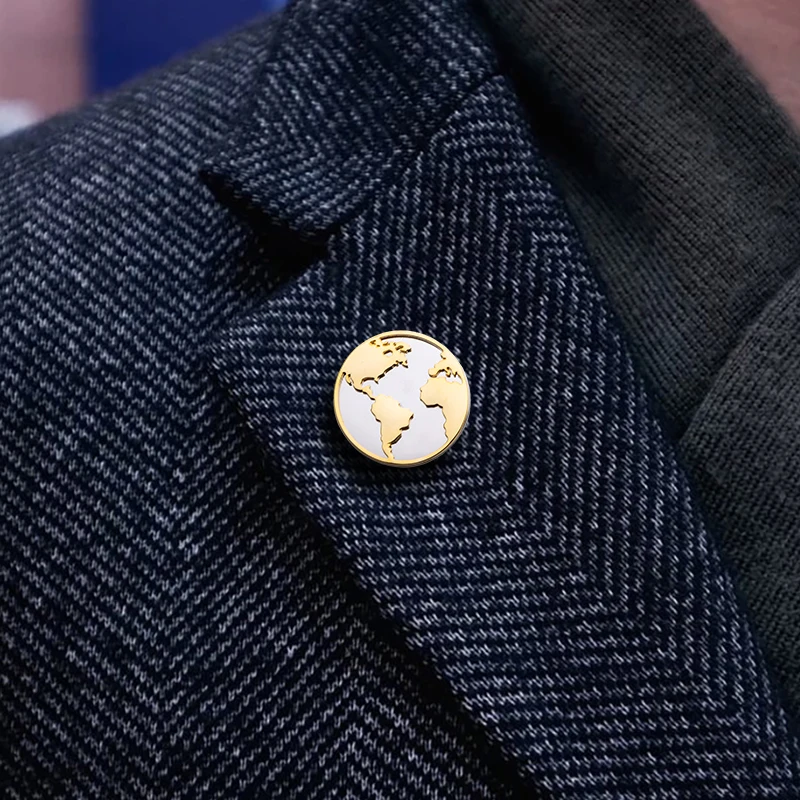 KFLK Fashion Map Brooch Pins Exquisite Brand  Brooches For Mens Costumes Badge Brooch Man New Arrive
