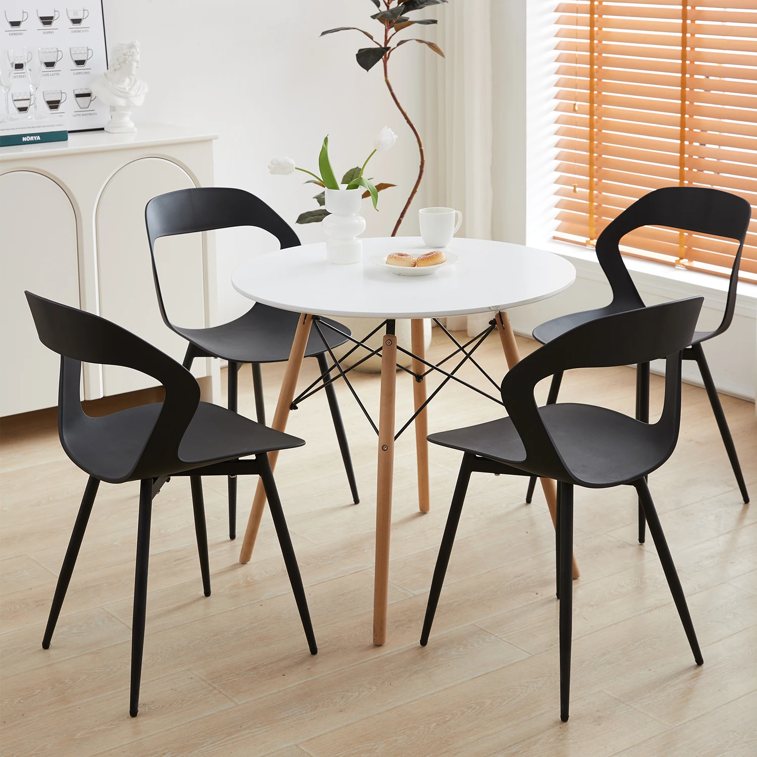 EGOONM Set of 4 Scandinavia Dining Chairs for Dining Room Furniture Chair Nordic Designer Creative Household Backrest Chairs