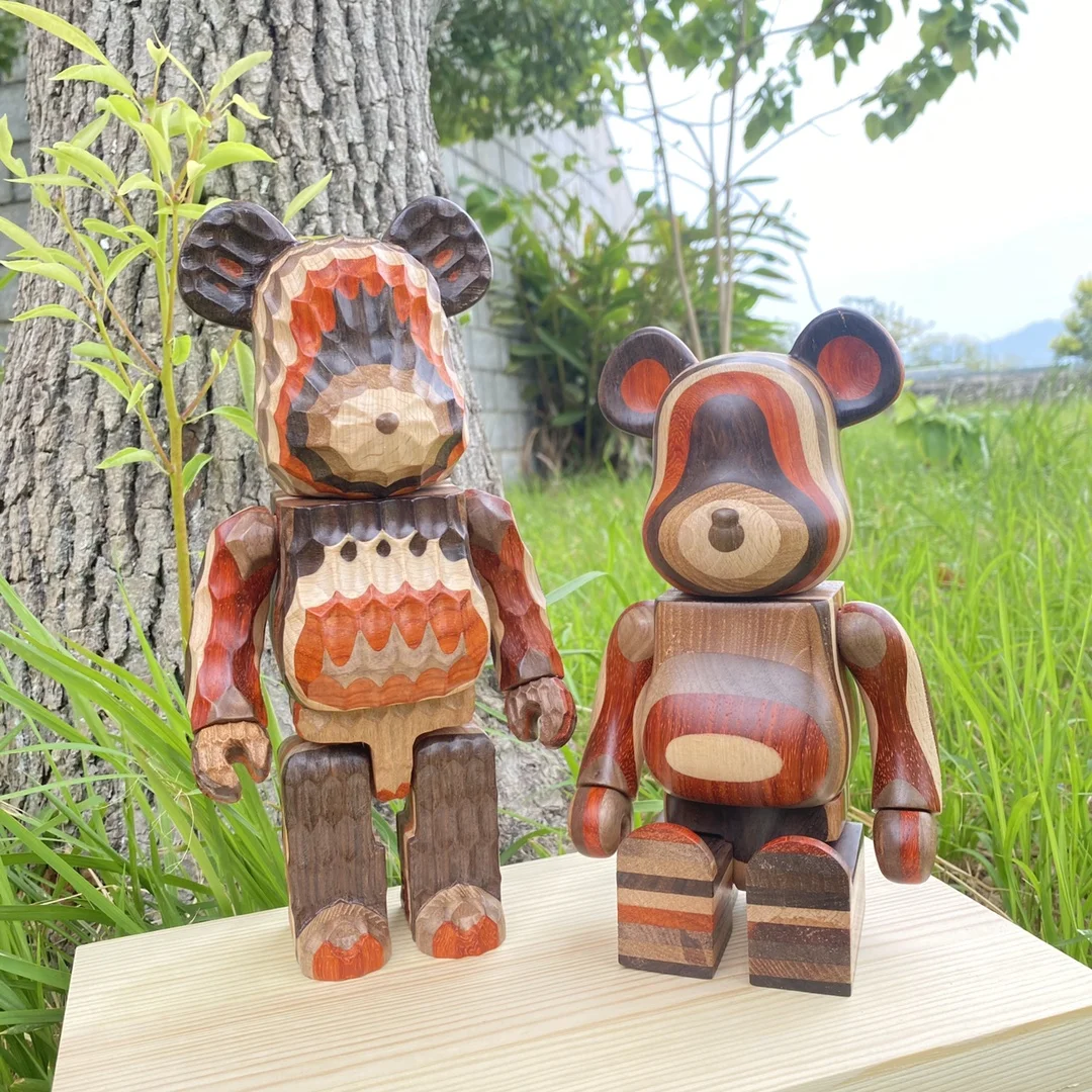 Wavy Bearbrick 400% 28cm Bearbrick Karimoku x Fragment Carved Horizon Wooden BE@RBRICK holiday gift bookcase collection ornament