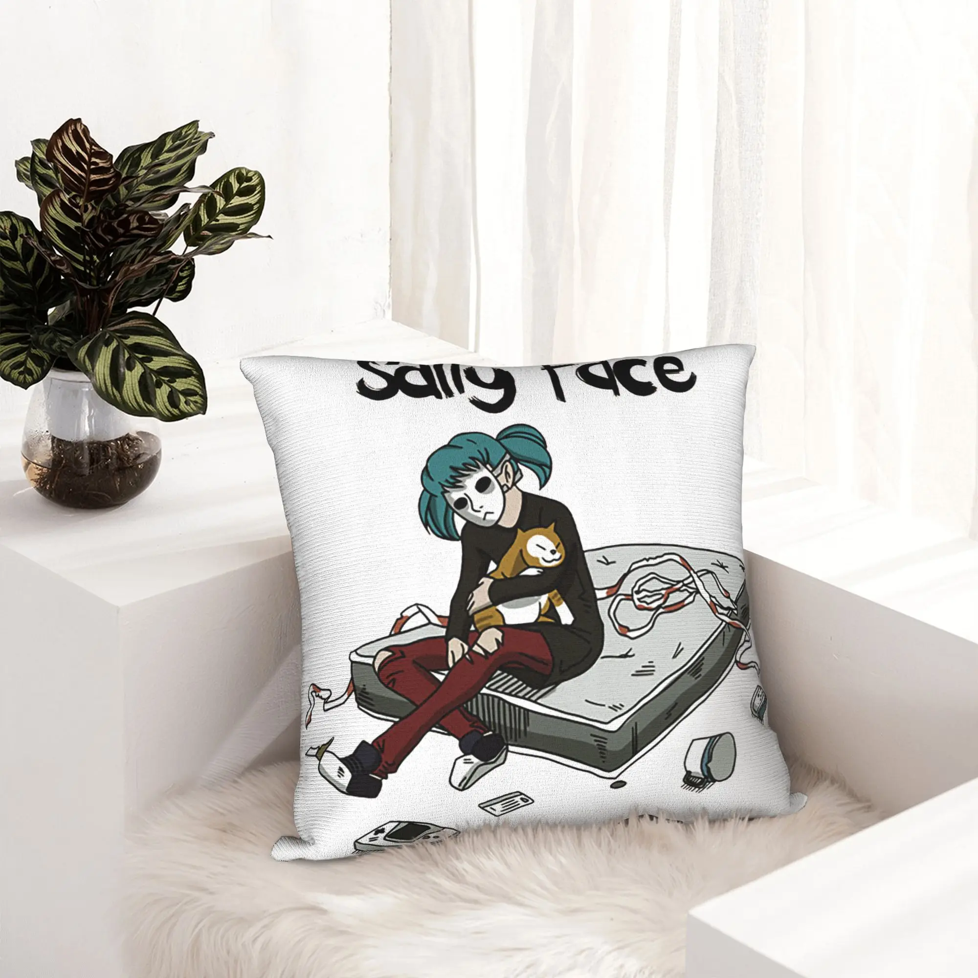 Sally Face Pillowcase Printed Cushion Cover Decoration Sal Fisher Mask Larry Johnson Game Throw Pillow Case Cover Home Square