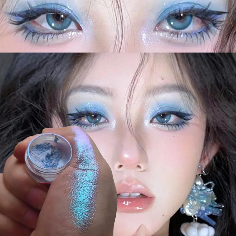 1 tarro camaleón sombra de ojos polvo de uñas brillo holográfico pigmento cromado polvo para ojos/cuerpo/ojos maquillaje decoración polvo nacarado