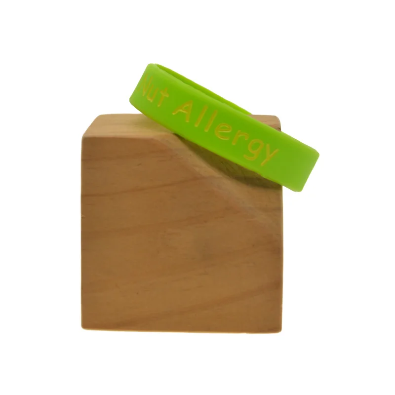 

50 шт., браслет из силиконовой резины с гайками от аллергии, браслет с напоминанием о пищевых алергии, 5 цветов