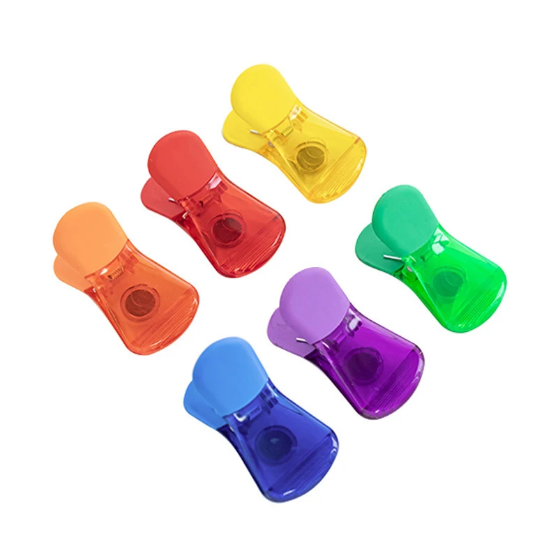 6PCS Classic Wide Bag Clips Magnetic Plastic Clips, Fridge Magnet Refrigerator Whiteboard Wall Fridge Magnetic Memo Note Clips