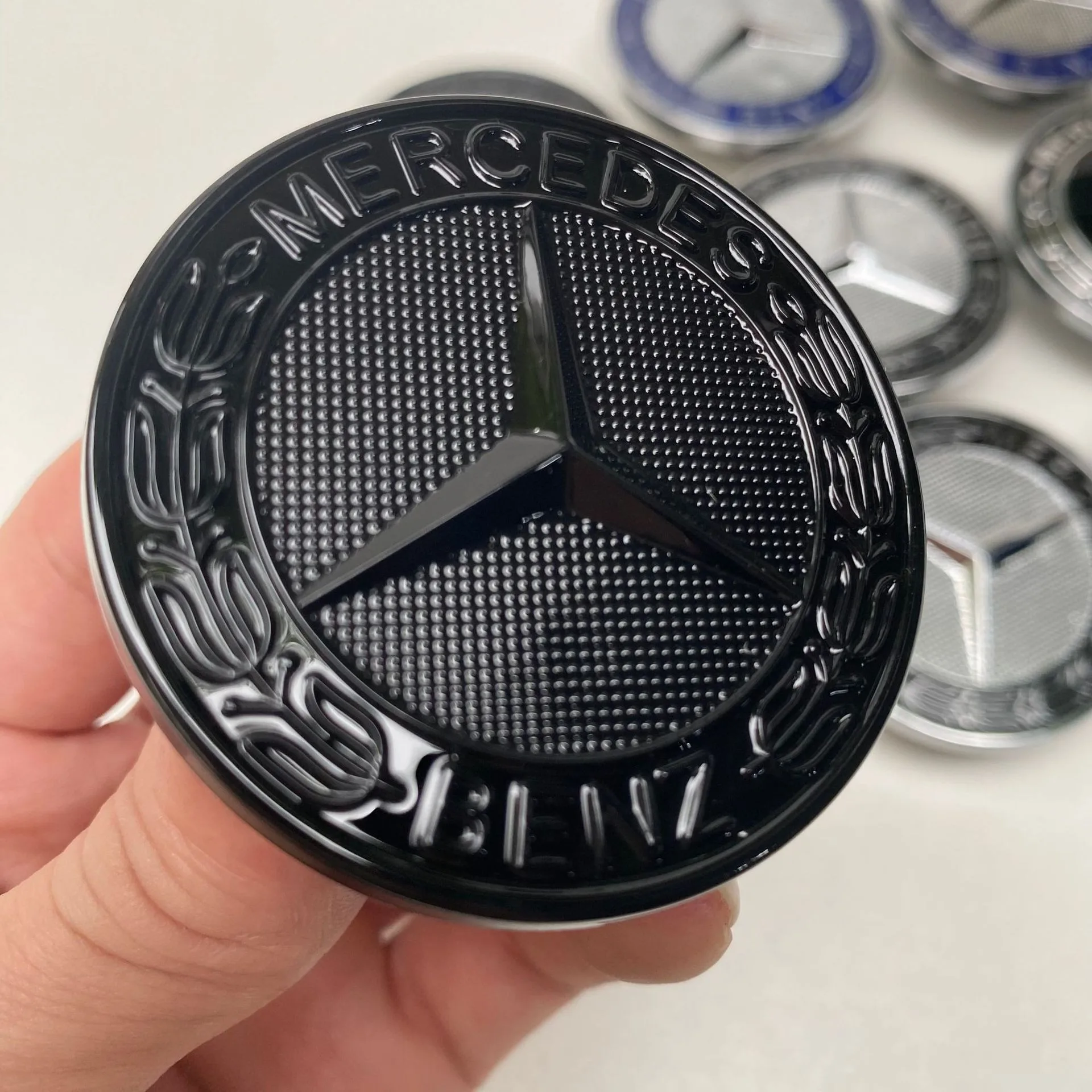 ABS Car Logo  For Mercedes Benz W211 W205 W213 W203 C218 A207 CLA CLS E Class Flat Hood Emblem Sticker Front BadgeAccessories view 2