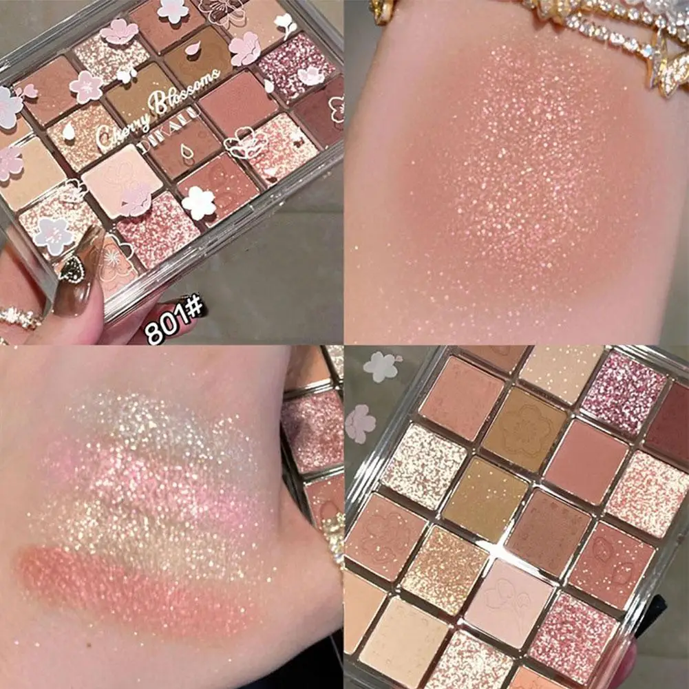 20 Colors Eyeshadow Palette Pearly Glitter Matte Pink Shadow Sequin Brown Lasting Pigments Makeup Shadow Eye Shiny Eye P6j9