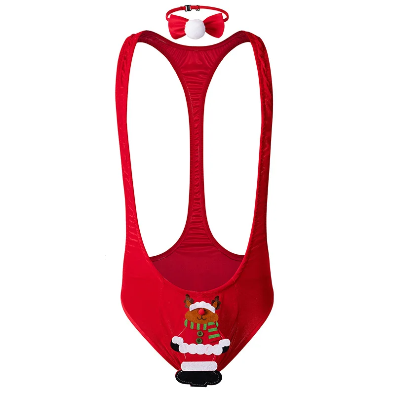 الرجال عيد الميلاد لعب الأدوار كروسدريس زي كرنفال لعبة موحدة مثير الذكور خادم بذلة سانتا بذلة ربطة القوس فيونكة مجانية #6