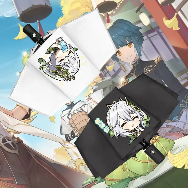 

Genshin Impact Nahida Merchandise Складной зонт с защитой от ультрафиолета, черное покрытие двойного назначения, полностью автоматический солнцезащитный козырек Anine