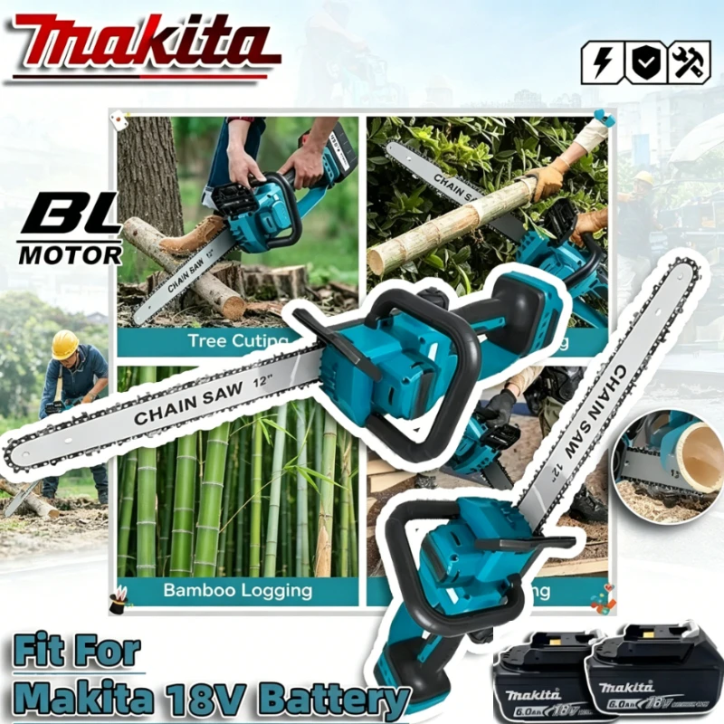 

Портативная цепная пила Makita 2200 Вт, бесщеточная электрическая цепная пила, перезаряжаемые беспроводные садовые инструменты для обрезки деревьев, для аккумулятора Makita