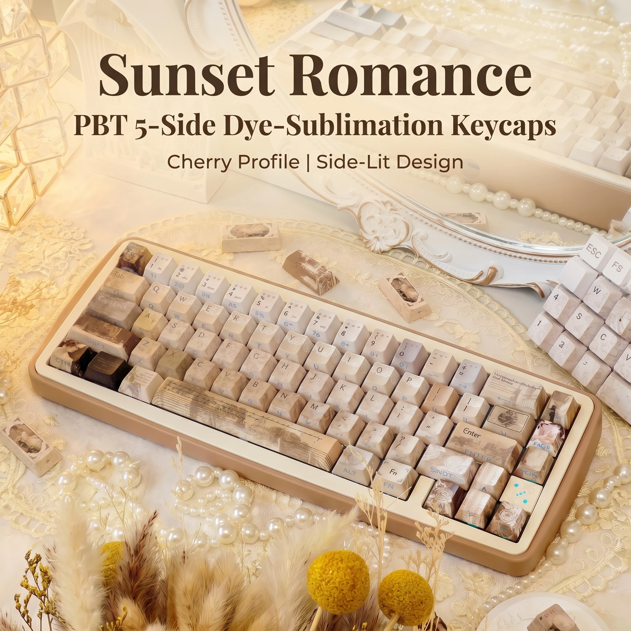 Premium 120 PBT Keycaps, Cherry Profile, Double Injection, Five-Side Sublimation, Anti-Oil, Universal Mechanical Keyboards