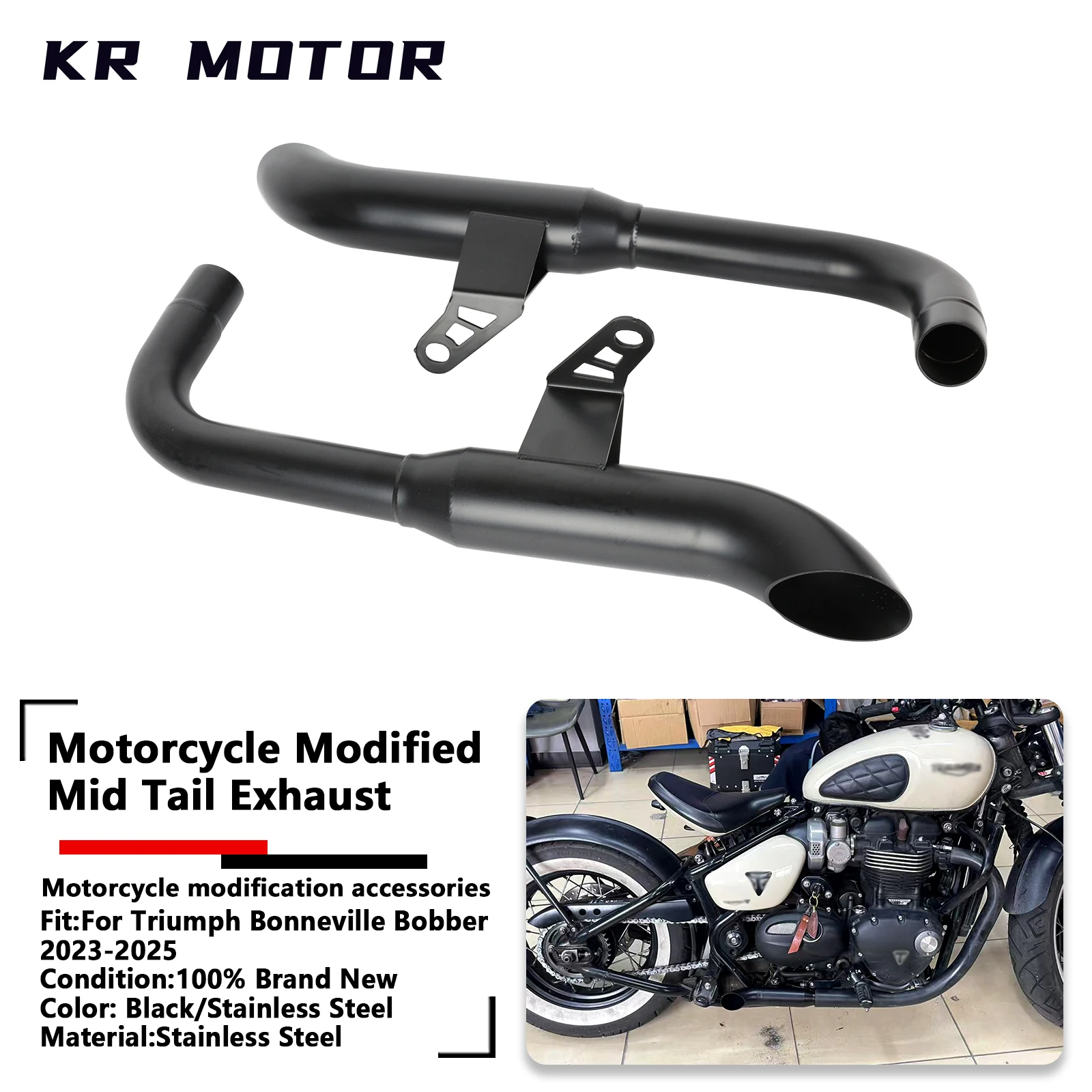 

Fit For Triumph Bonneville Bobber 2016-25/Triump Speedmaster 2018-2023 Motorcycle Exhaust System Modified Exhaust Pipe Accessory