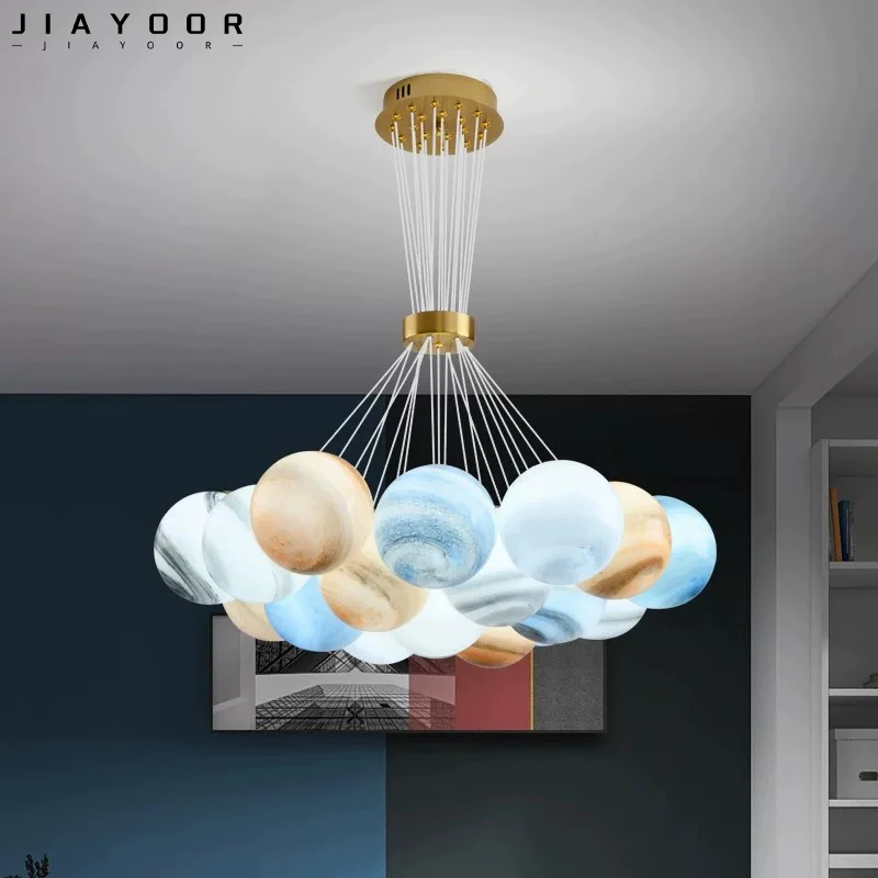 

2025 LED New Modern Bubble Moon Pendant for Bedroom Dining Room Interior Decoration Living Room Ceiling Planet Creative Pendant