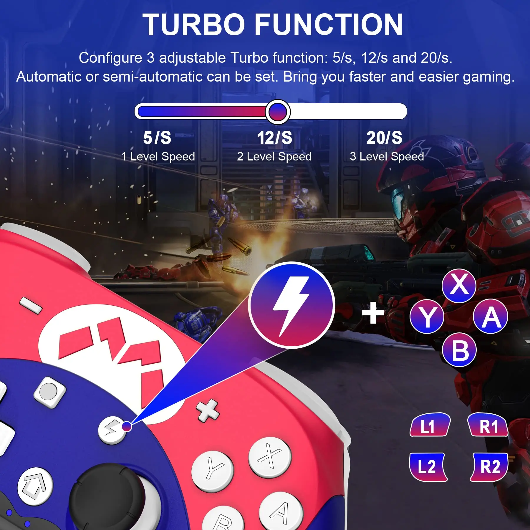 NE Wireless Switch Pro Gamepads Bluetooth Controller Gaming Control with Turbo/6-Axis Gyro/Wakeup for Nintendo Switch/Lite/OLED