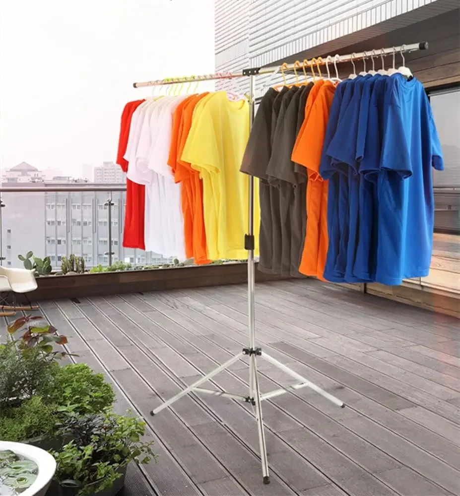 Heavy Duty Stainless Steel Laundry Drying Racks, Adjustable High Capacity Garment Rack, with Windproof Hooks.
