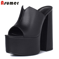 ASUMER 2025 genuine leather sandals women fashion brand thick high heel party Night Club Shoes sexy platform sandals ladies