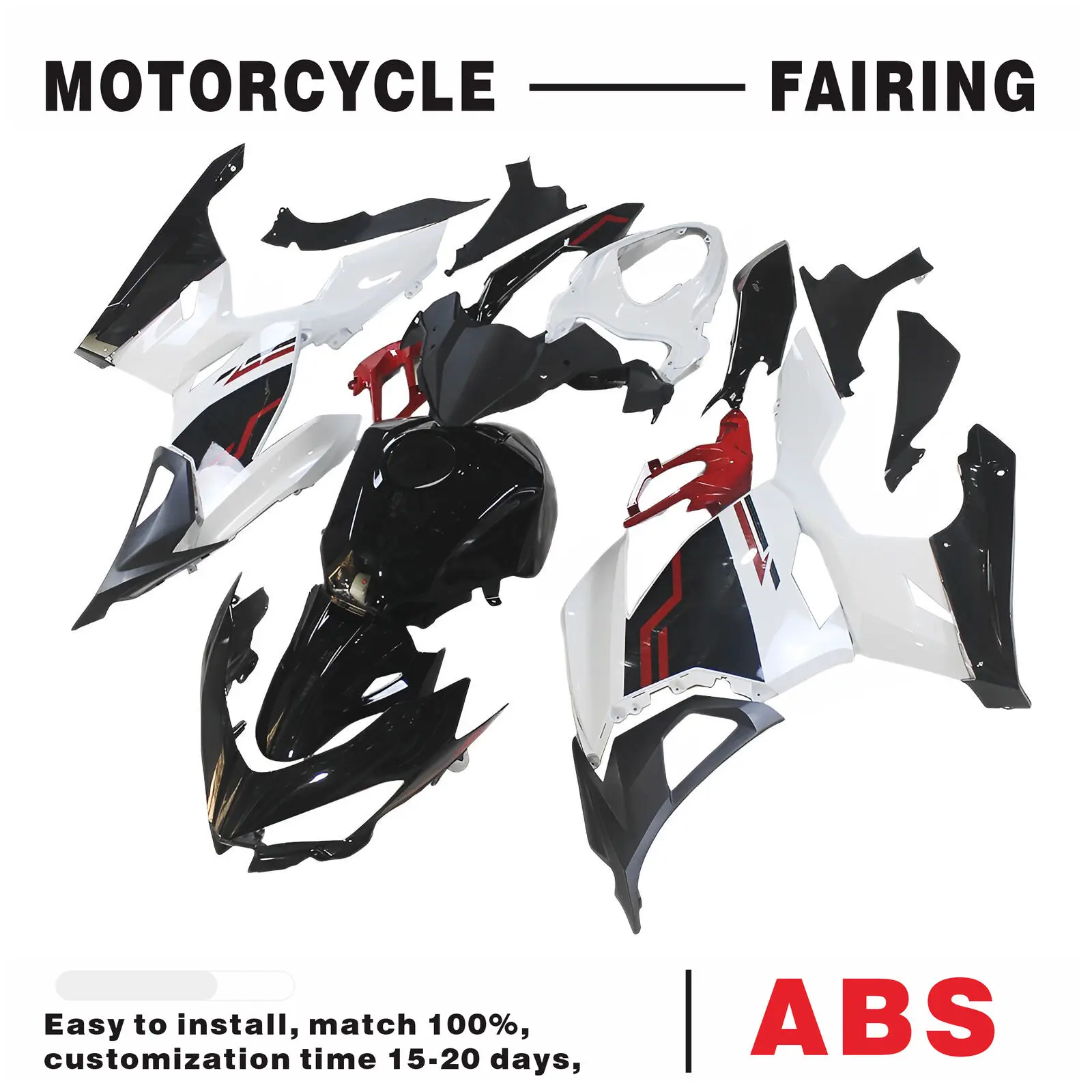 ABS Fairings Kit for Kawasaki Ninja 400 EX400R 2018 - 2023 Bodywork White Black