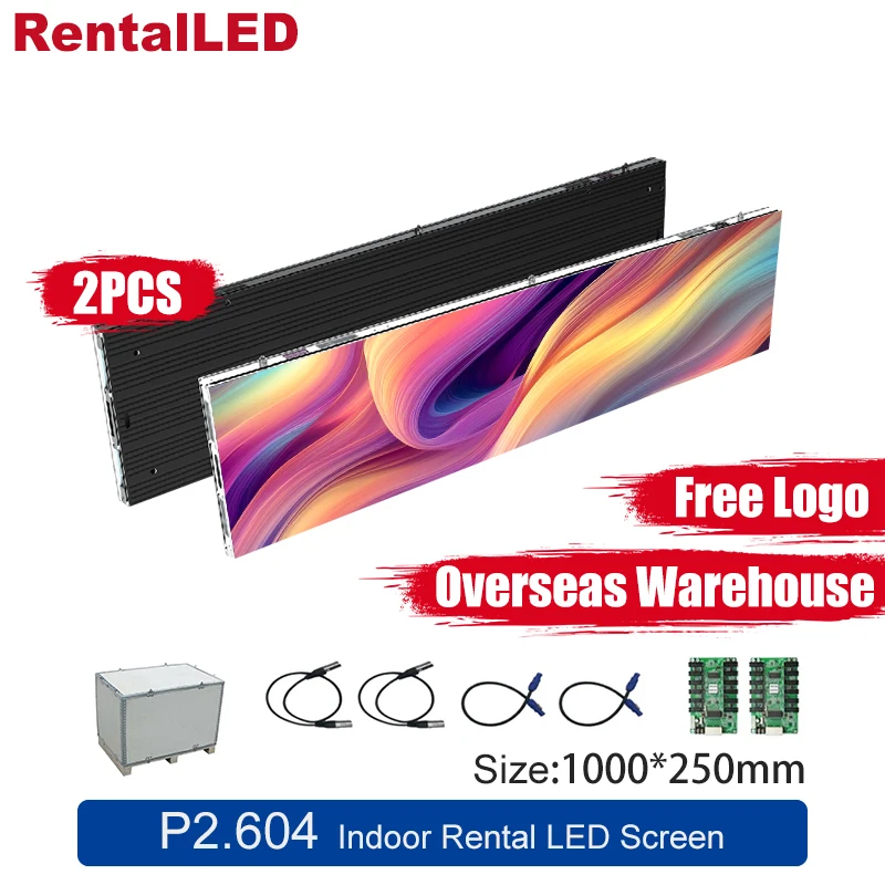 Indoor Rental Concert LED Screen P2.6 1×0.25m Die Casting Aluminum Full Color Stage Background LED Video Wall Overseas Warehouse