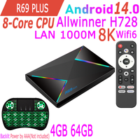 Android 14.0 H728 Allwinner Octa-core 8K HDR10 1000M LAN Wifi6 BT5.0 4GB 64GB Smart TV Box R69 Plus