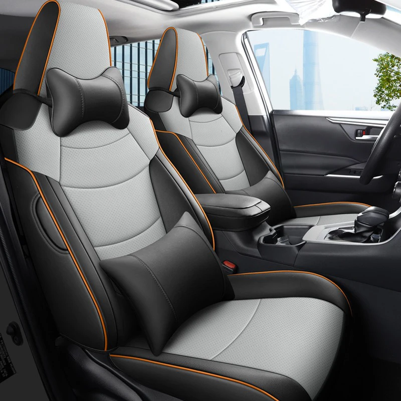

Полный комплект чехлов для автомобильных сидений Toyota RAV4 2019-2024, водонепроницаемые кожаные накладки на сиденья, защитные чехлы, аксессуары для интерьера